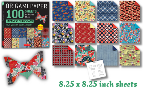 Origami Paper 100 sheets Japanese Chiyogami 8 1/4" (21 cm) - MPHOnline.com