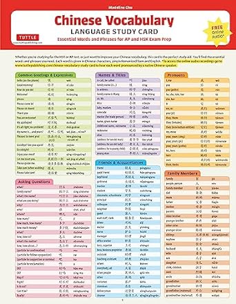 CT Chinese Vocabulary Study Card - MPHOnline.com