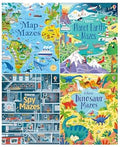 Usborne Mazes Series 4 Books Set (Maps, Planet Earth, Spy, Dinosaur) - MPHOnline.com