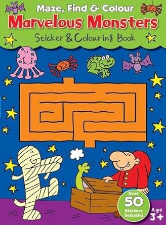 Maze, Find & Colour Marvellous Monsters Sticker & Colouring Book - MPHOnline.com