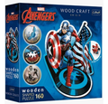 TREFL Puzzle 160 Wooden Shaped - Fearless Capitan America/ Disney Marvel Heroes - MPHOnline.com