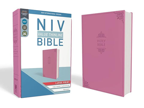 NIV, Value Thinline Bible, Large Print, Leathersoft, Pink, Comfort Print - MPHOnline.com