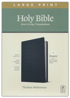 NLT Large-Print Thinline Reference Bible, Filament Enabled Edition--soft leather-look, black - MPHOnline.com