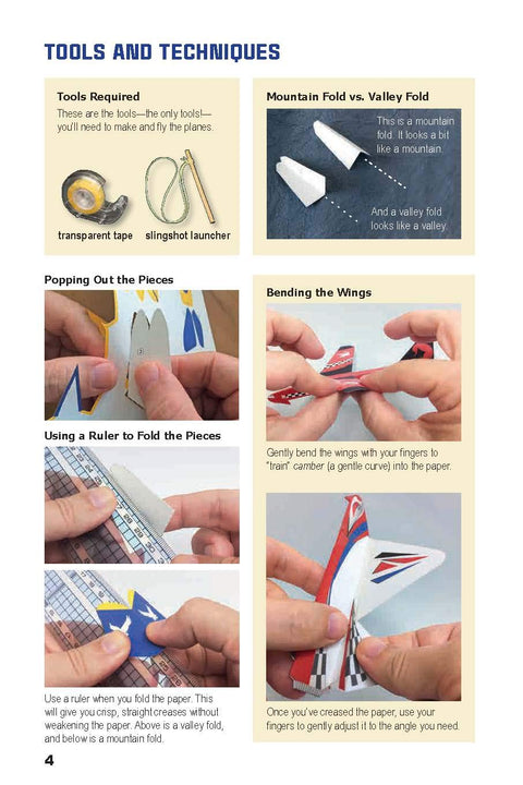 Instant Paper Airplanes Kit: 12 Pop-out Airplanes You Tape Together and Fly in Minutes! [12 precut pop-out airplanes; slingshot launcher, tape & full-color book] - MPHOnline.com