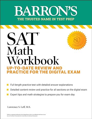 SAT Math Workbook: Up-to-Date Practice for the Digital Exam (Barron's SAT Prep) Eighth Edition - MPHOnline.com