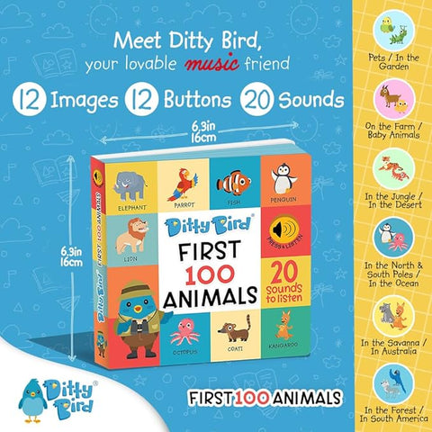 Ditty Bird: First 100 Animals (20 Sounds to Listen) - MPHOnline.com