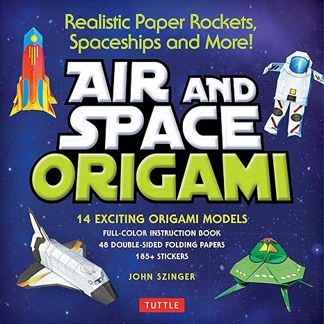 Air and Space Origami Kit: Realistic Paper Rockets, Spaceships and More! [Instruction Book, 48 Folding Papers, 185+ Stickers, 14 Origami Models] - MPHOnline.com