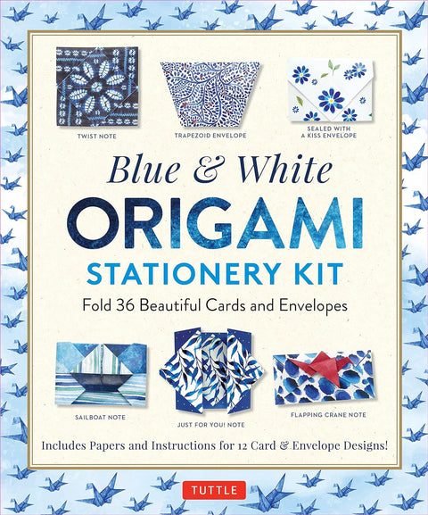 Blue & White Origami Stationery Kit: Fold 36 Beautiful Cards and Envelopes: Includes Papers and Instructions for 12 Origami Note Projects - MPHOnline.com