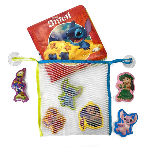 Bath Time Books: Disney Stitch (Bath Book, 6 Padded Suction Cups, 1 Mesh Bag) - MPHOnline.com
