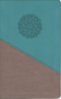 NIV, Personal Size Bible, Large Print, Leathersoft, Teal/Gold, Red Letter, Comfort Print - MPHOnline.com