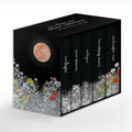 Fall in love with the addictive, suspenseful love story between a teenage girl and a vampire that redefined romance for a generation, from Stephenie Meyer. In honor of the 20th anniversary of the genre-defining tale, this vintage-inspired collector's edition box set features all five volumes of the TWILIGHT saga with exclusive wraparound box art, stunning new jacket designs, and luscious sprayed edges. Now at MPHOnline.com.