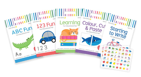 Contents of Little Genius 2E: 5-Pack of Activity Pads Age 3-4 - Lake Press - MPHOnline.com