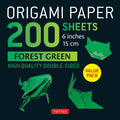Origami Paper 200 sheets Forest Green 6" (15 cm): Solid Green Double-Sided Origami Sheets with Instructions for 9 Projects - MPHOnline.com