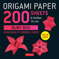 Origami Paper 200 sheets Ruby Red 6" (15 cm): Solid Red Double-Sided Origami Sheets with Instructions for 10 Projects - MPHOnline.com