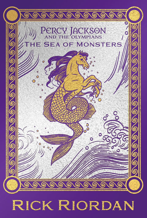 In THE SEA OF MONSTERS, Grover is being held prisoner on a faraway island and the satyr’s only hope is his best friend, Percy Jackson. Will Percy and Annabeth be able to navigate the treacherous Sea of Monsters to rescue him? The second adventure in Rick Riordan's blockbuster Percy Jackson and the Olympians series has been outfitted in a deluxe edition with a foiled slipcase and cover, stained edges, a marker ribbon, ten pages of new full-colour illustrations, and a note from the author.