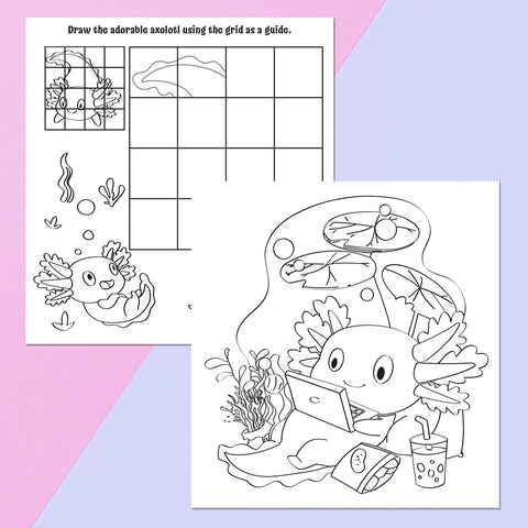 Adorable Axolotls Colouring and Activity Set - MPHOnline.com