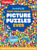 BrainPLAY MOST CHALLENGING PICTURE PUZZLES EVER, Highlights' most advanced puzzle book—144 pages of logic puzzles, math challenges, word games, and visual brainteasers—is built for kids ages 8–12 who don't back down from a hard problem. Now at MPHOnline.com.