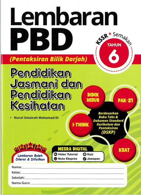 Lembaran PBD Pendidikan Jasmani & Pendidikan Kesihatan Tahun 6 '24 - MPHOnline.com