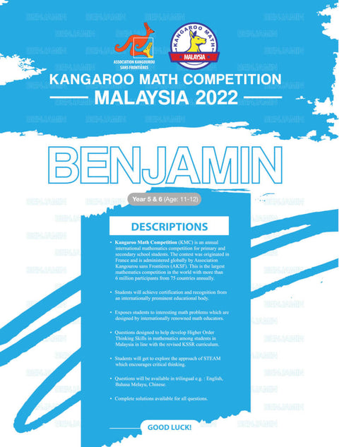 Kangaroo Mathematics Competition Malaysia 2022 (Benjamin) - MPHOnline.com