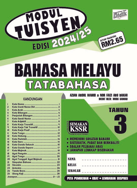 Modul Tuisyen Edisi 2024/25 Bahasa Melayu Tahun 3 Tatabahasa - MPHOnline.com