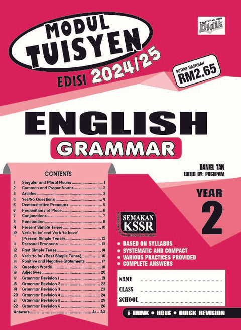 Modul Tuisyen Edisi 2024/25 Bahasa Inggeris Year 2 Grammar - MPHOnline.com