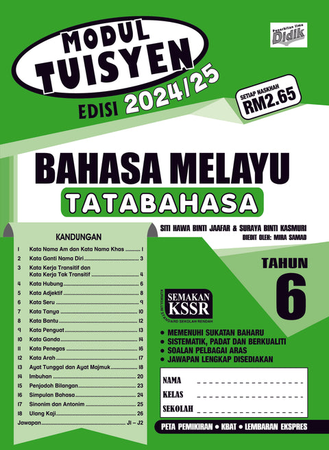 Modul Tuisyen Edisi 2024/25 Bahasa Melayu Tahun 6 Tatabahasa - MPHOnline.com