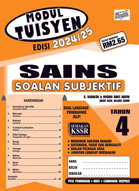 Modul Tuisyen Edisi 2024/25 Sains Tahun 4 Soalan Subjektif - MPHOnline.com