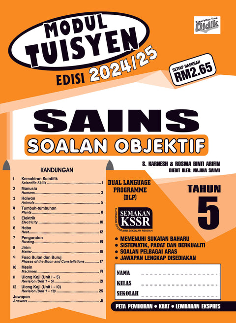 Modul Tuisyen Edisi 2024/25 Sains Tahun 5 Soalan Objektif - MPHOnline.com