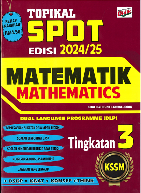 Topikal SPOT Edisi 2024/25 KSSM Matematik/ Mathematics Tingkatan 3 - MPHOnline.com