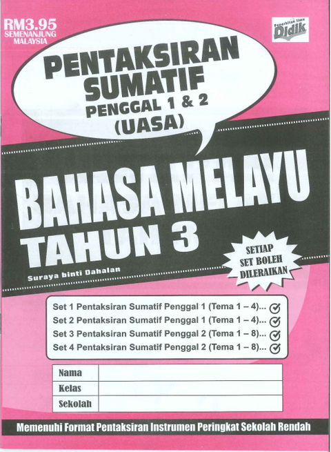 Pentaksiran Sumatif Penggal 1 &2 ( UASA) Bahasa Melayu Tahun 3 - MPHOnline.com