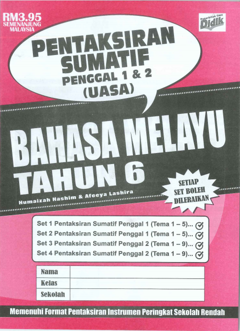 Pentaksiran Sumatif Penggal 1 &2 ( UASA) Bahasa Melayu Tahun 6 - MPHOnline.com