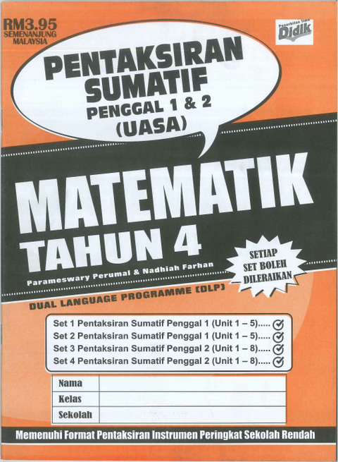 Pentaksiran Sumatif Penggal 1 &2 ( UASA) Matematik Tahun 4 - MPHOnline.com