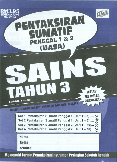 Pentaksiran Sumatif Penggal 1 &2 ( UASA) Sains Tahun 3 - MPHOnline.com