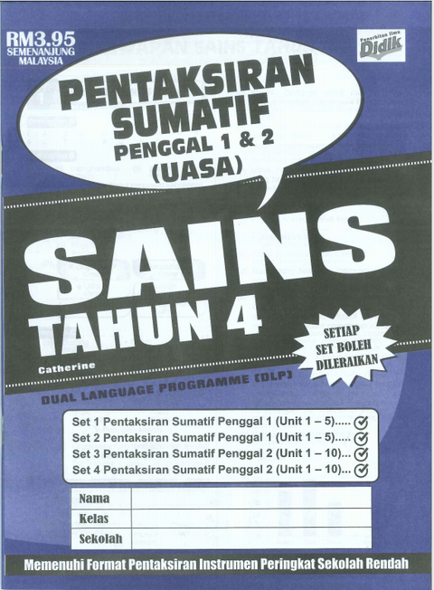 Pentaksiran Sumatif Penggal 1 &2 ( UASA) Sains Tahun 4 - MPHOnline.com