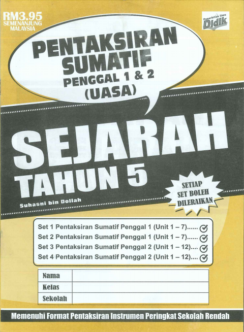 Pentaksiran Sumatif Penggal 1 &2 ( UASA) Sejarah Tahun 5 - MPHOnline.com