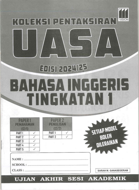 Koleksi Pentaksiran UASA Edisi 2024/25 KSSM Bahasa Inggeris Tingkatan  1 - MPHOnline.com