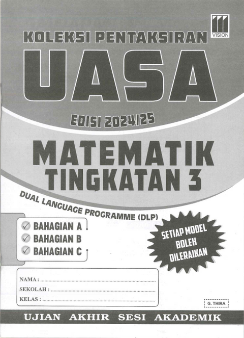 Koleksi Pentaksiran UASA Edisi 2024/25 KSSM Matematik ( DLP) Tingkatan 3 - MPHOnline.com