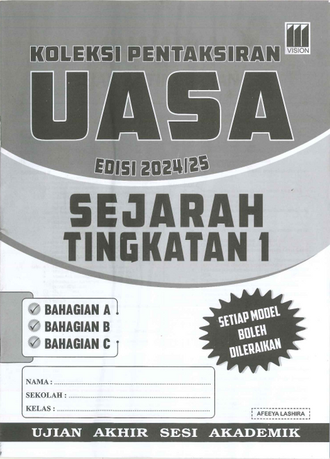 Koleksi Pentaksiran UASA Edisi 2024/25 KSSM Sejarah Tingkatan 1 - MPHOnline.com