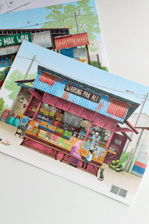 Pop Up Card PUE01 Small Town Warung