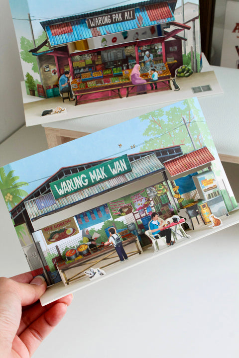 Pop Up Card PUE01 Small Town Warung