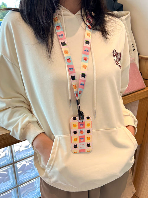 LYL601 Lanyard: Checkered Cat