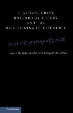 Classical Greek Rhetorical Theory and the Disciplining of Discourse - MPHOnline.com