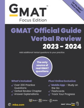 GMAT Official Guide Verbal Review 2023-2024, Focus Edition: Book + Online Question Bank - MPHOnline.com