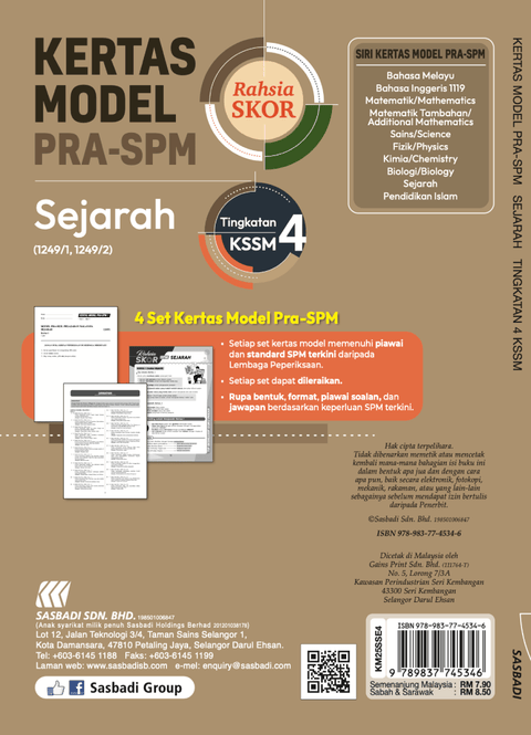 Kertas Model Rahsia Skor PRA-SPM Sejarah Ting. 4 '25 - MPHOnline.com
