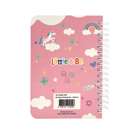 LOTTIE & BO A6 Spiral Notebook - Magical Unicorn - MPHOnline.com