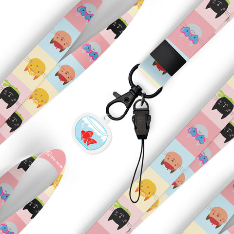 LYL601 Lanyard: Checkered Cat