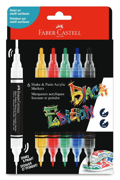 FABER-CASTELL Shake & Paint Markers 6 X Box Classic EN/FR 285507 - MPHOnline.com