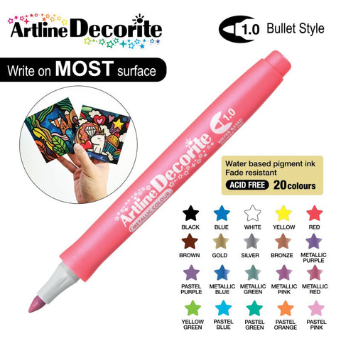 ARTLINE EDFM-1 Decorite Marker Metallic 1mm-Metallic PK - MPHOnline.com