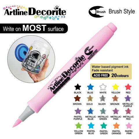 ARTLINE EDF-F Decorite Marker Brush-Pastel PK - MPHOnline.com