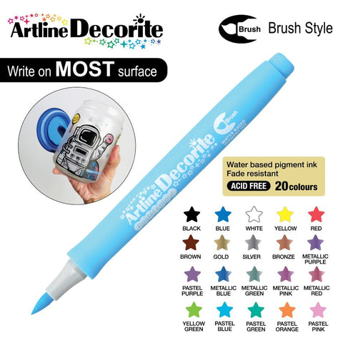 ARTLINE EDF-F Decorite Marker Brush-Pastel BL - MPHOnline.com